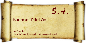 Sacher Adrián névjegykártya